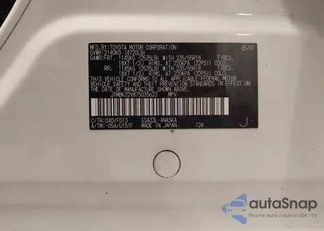 2007 Toyota Rav4 Sport V6 из США, поврежденный, VIN JTMBK32V875035623